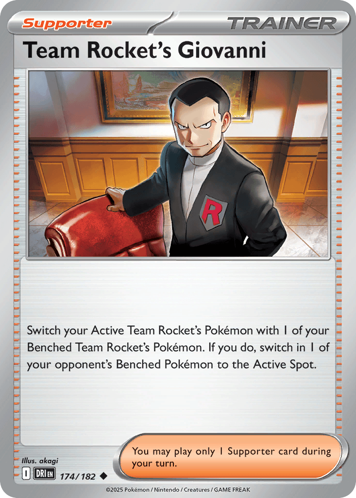 Team Rocket's Giovanni z edície Destined Rivals, karta č.174