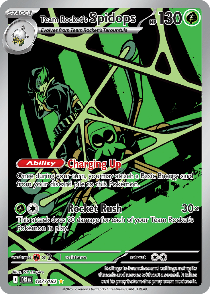 Team Rocket's Spidops z edície Destined Rivals, karta č.187