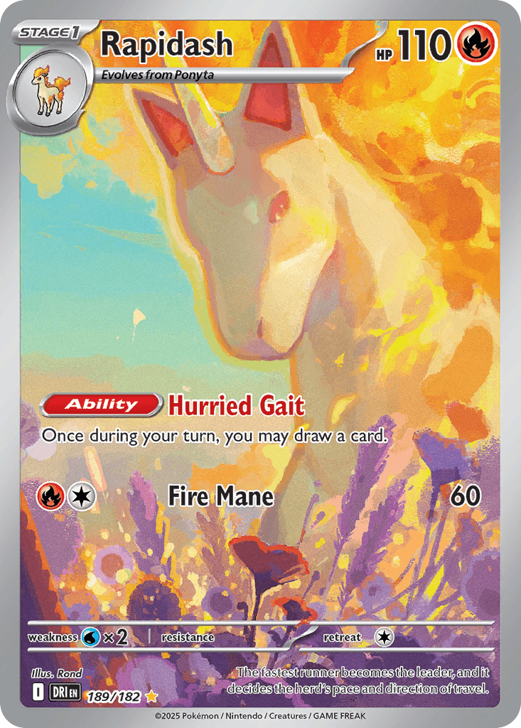 Rapidash z edície Destined Rivals, karta č.189