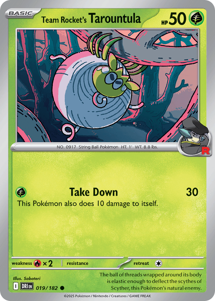 Team Rocket's Tarountula z edície Destined Rivals, karta č.19
