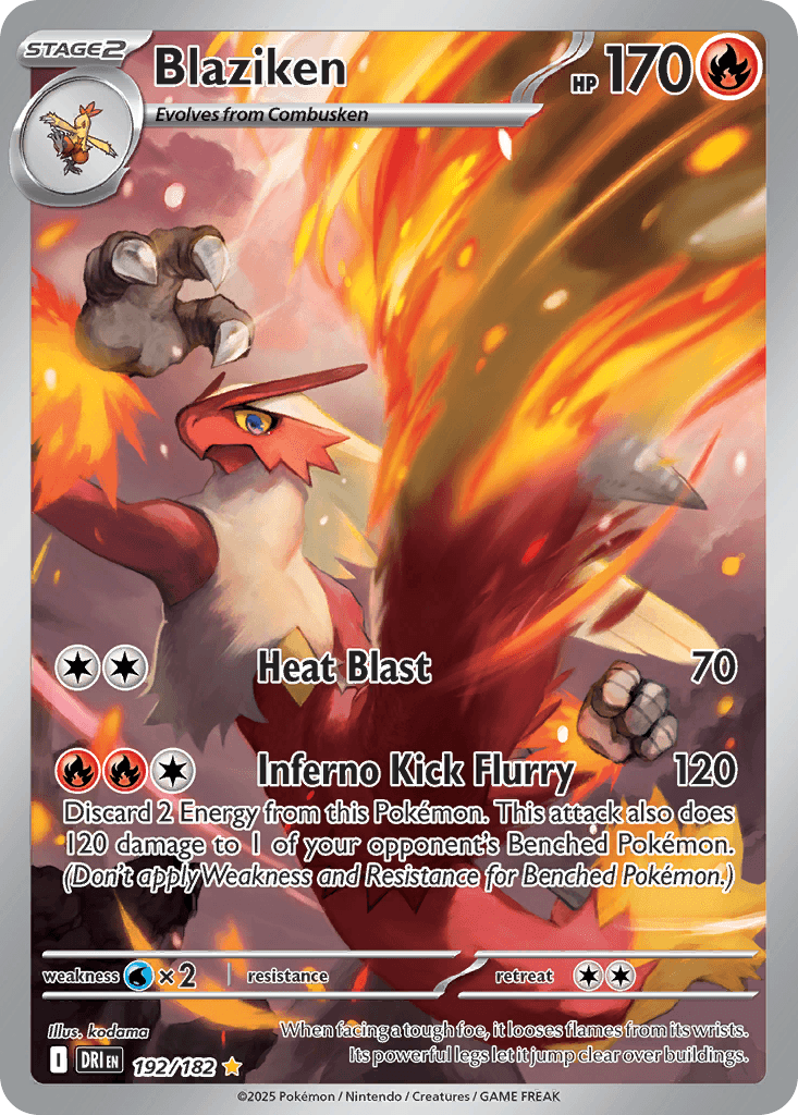 Blaziken z edície Destined Rivals, karta č.192