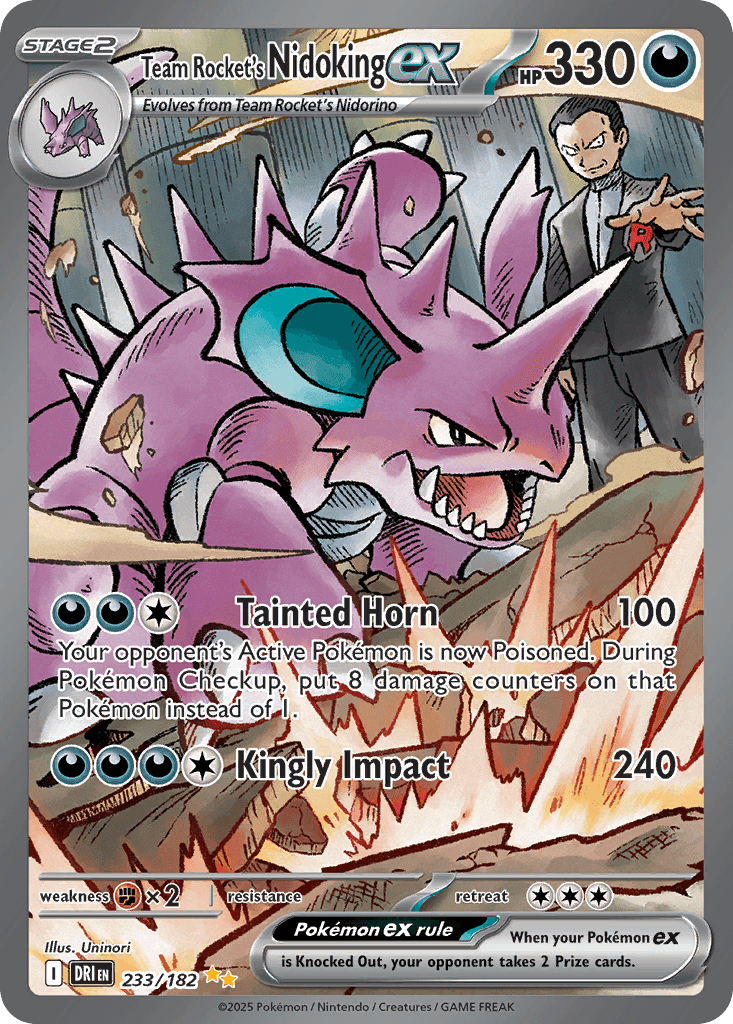 Team Rocket's Nidoking ex z edície Destined Rivals, karta č.233
