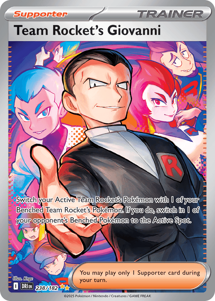 Team Rocket's Giovanni z edície Destined Rivals, karta č.238