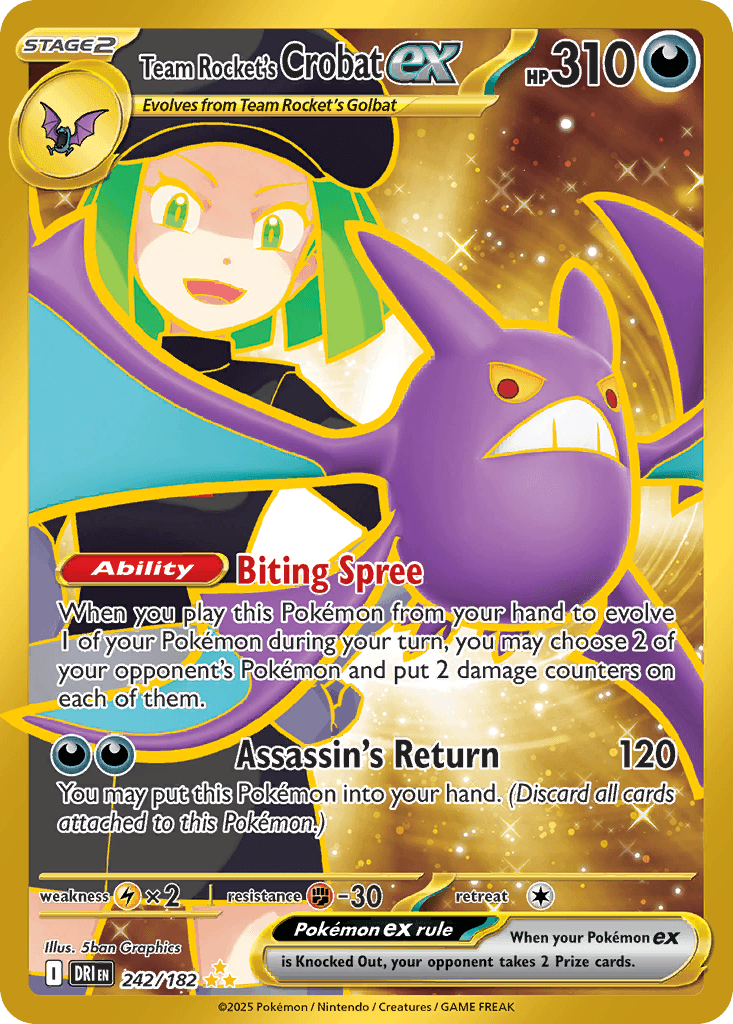 Team Rocket's Crobat ex z edície Destined Rivals, karta č.242