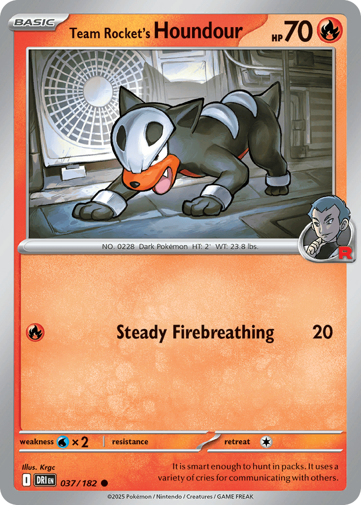 Team Rocket's Houndour z edície Destined Rivals, karta č.37