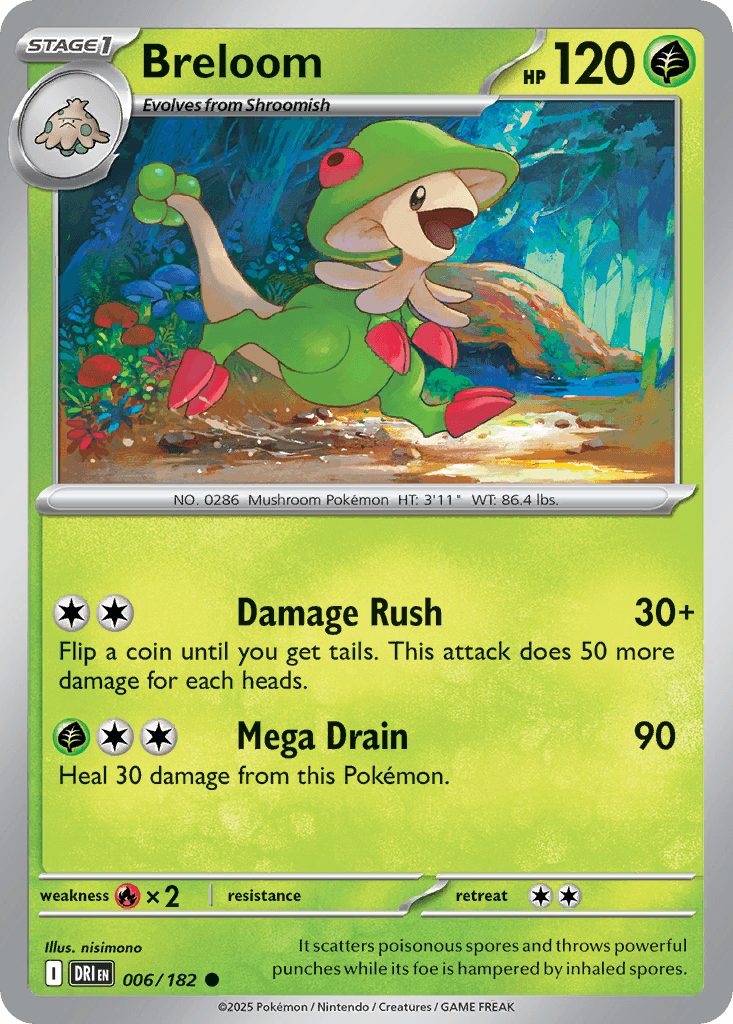 Breloom z edície Destined Rivals, karta č.6