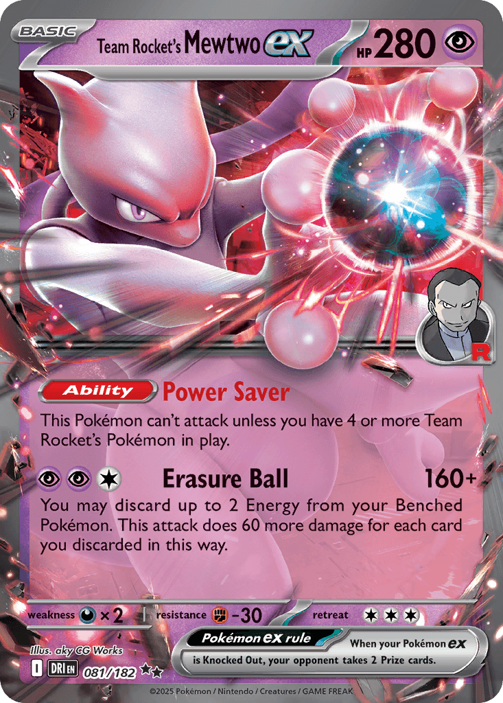 Team Rocket's Mewtwo ex z edície Destined Rivals, karta č.81