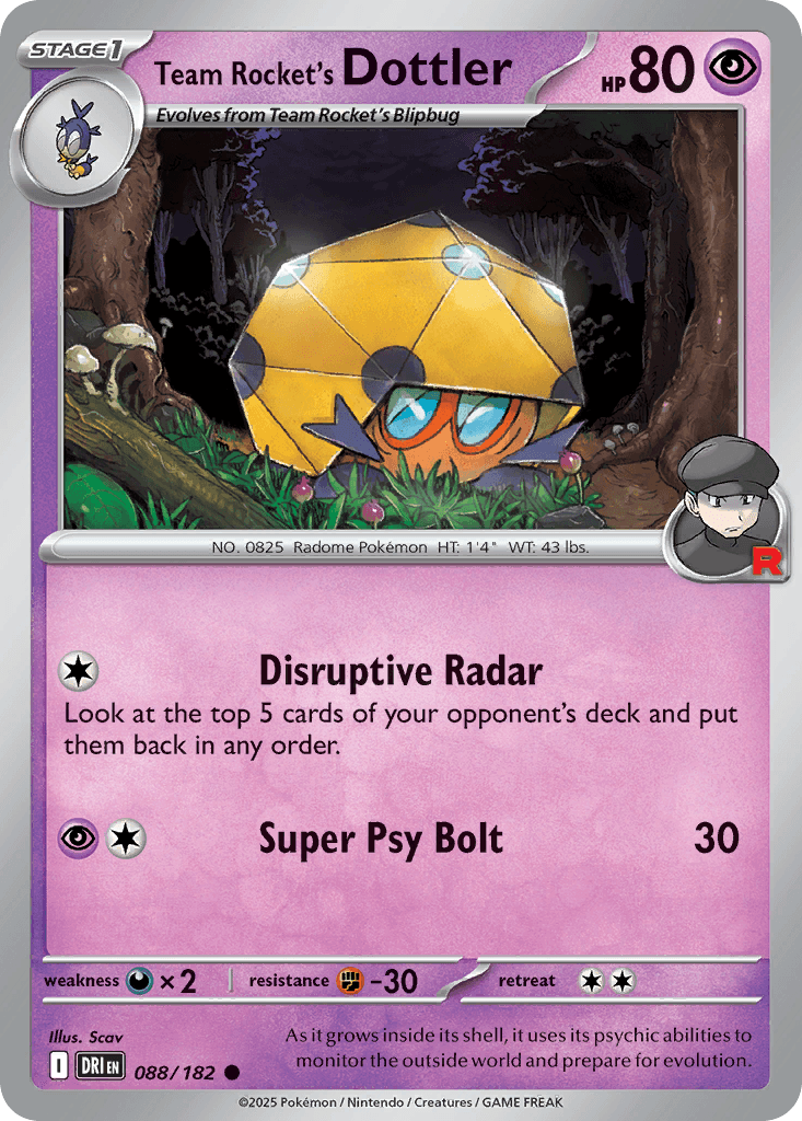 Team Rocket's Dottler z edície Destined Rivals, karta č.88