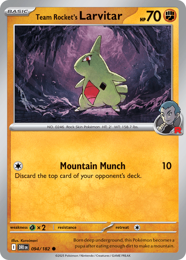 Team Rocket's Larvitar z edície Destined Rivals, karta č.94