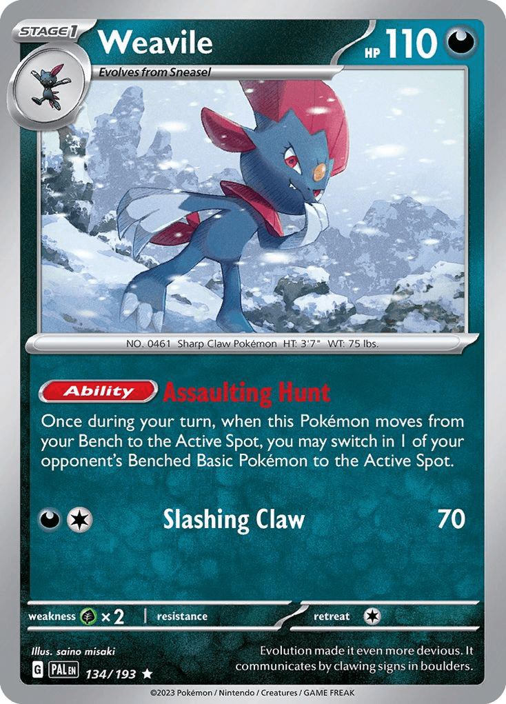 Weavile z edície Paldea Evolved, karta č.134