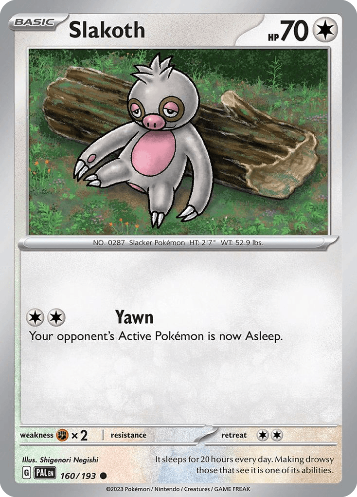 Slakoth z edície Paldea Evolved, karta č.160