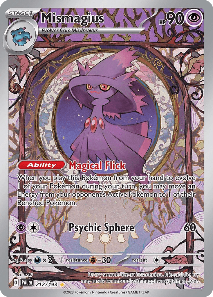 Mismagius z edície Paldea Evolved, karta č.212