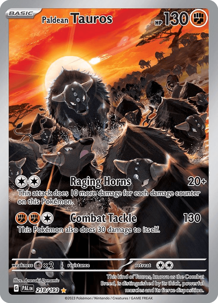 Paldean Tauros z edície Paldea Evolved, karta č.218
