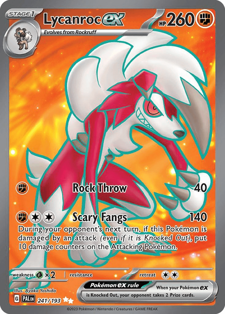 Lycanroc ex z edície Paldea Evolved, karta č.241