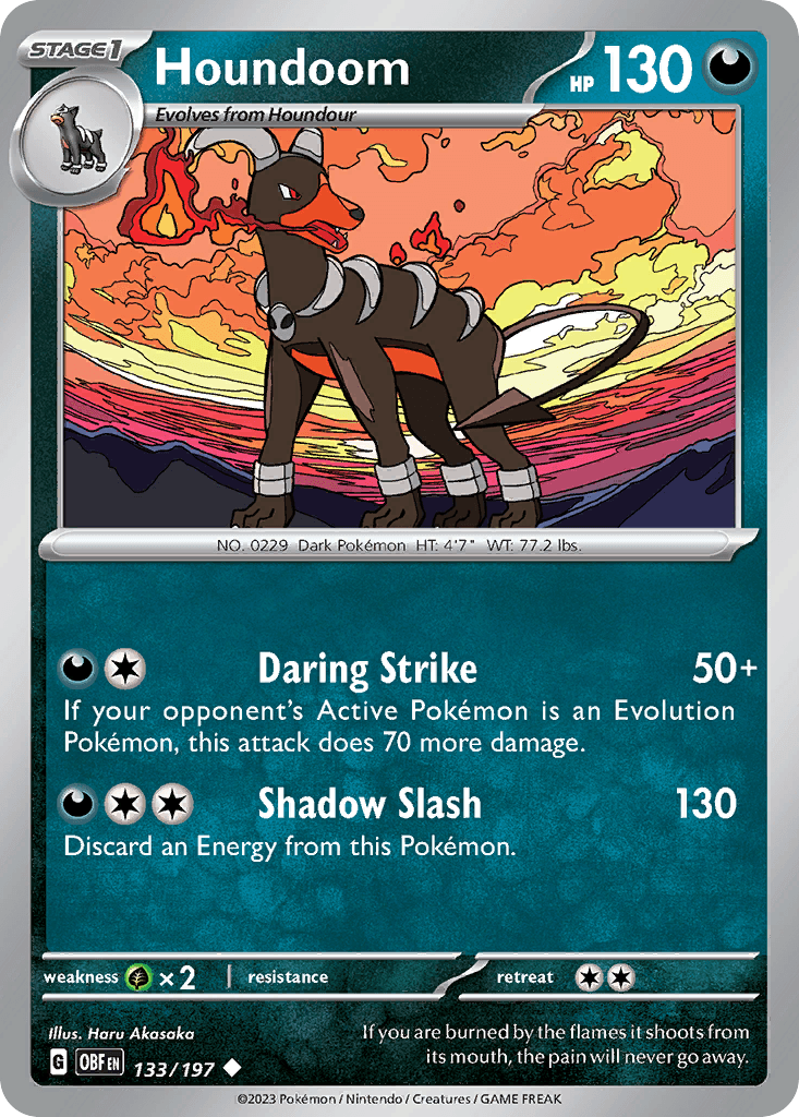 Houndoom z edície Obsidian Flames, karta č.133