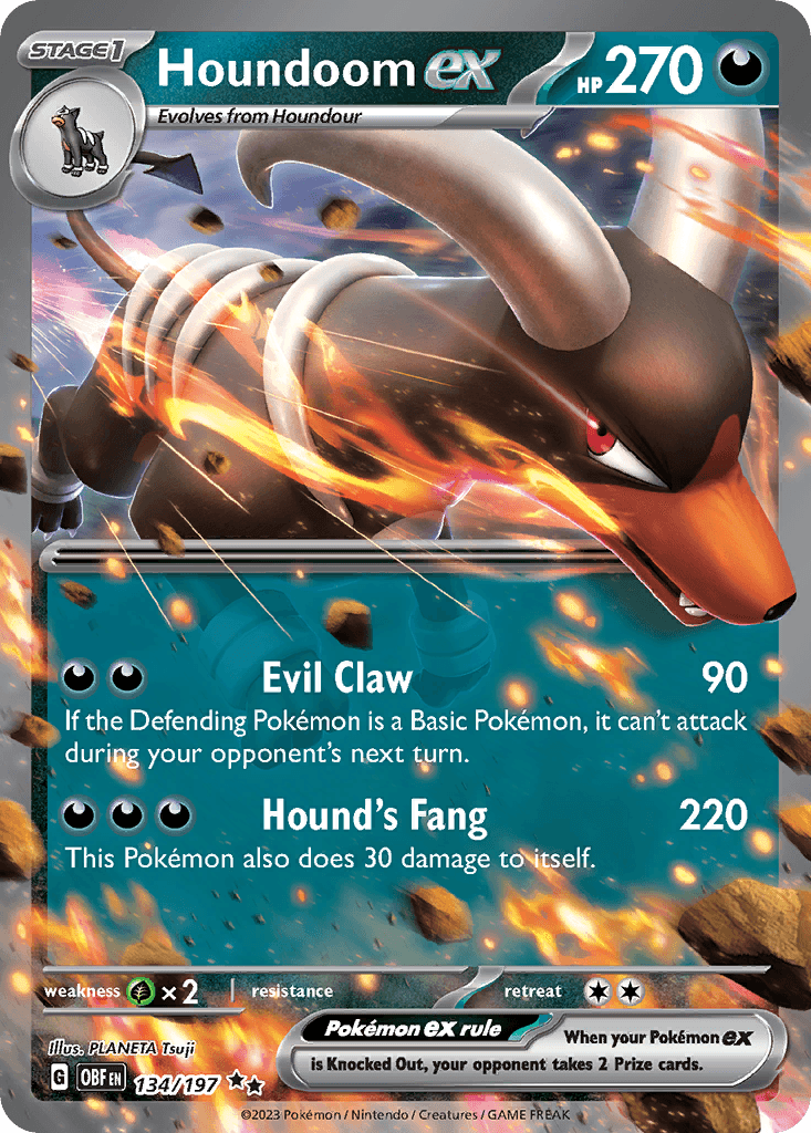 Houndoom ex z edície Obsidian Flames, karta č.134