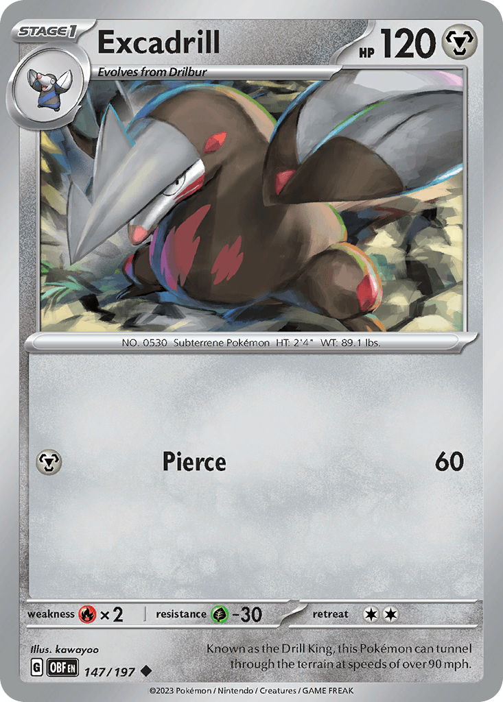 Excadrill z edície Obsidian Flames, karta č.147