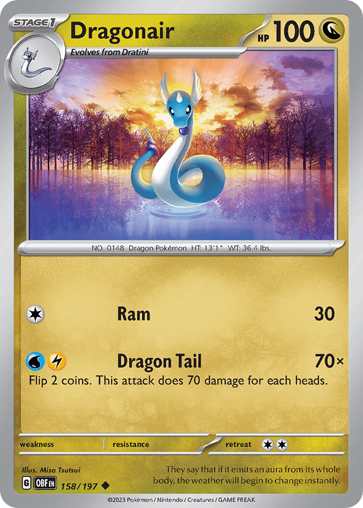 Dragonair z edície Obsidian Flames, karta č.158