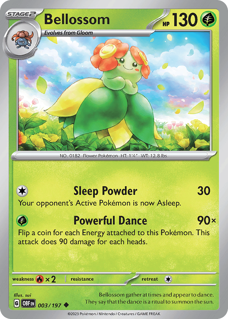 Bellossom z edície Obsidian Flames, karta č.3