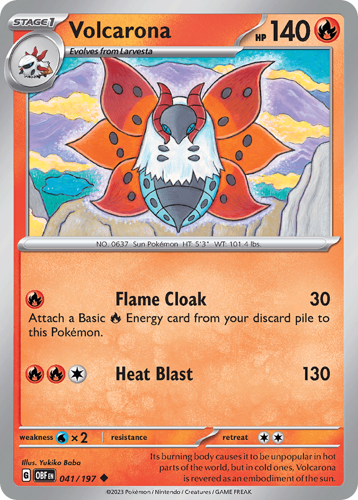 Volcarona z edície Obsidian Flames, karta č.41