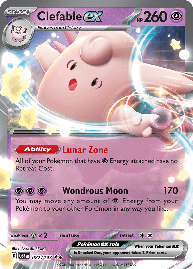 Clefable ex z edície Obsidian Flames, karta č.82
