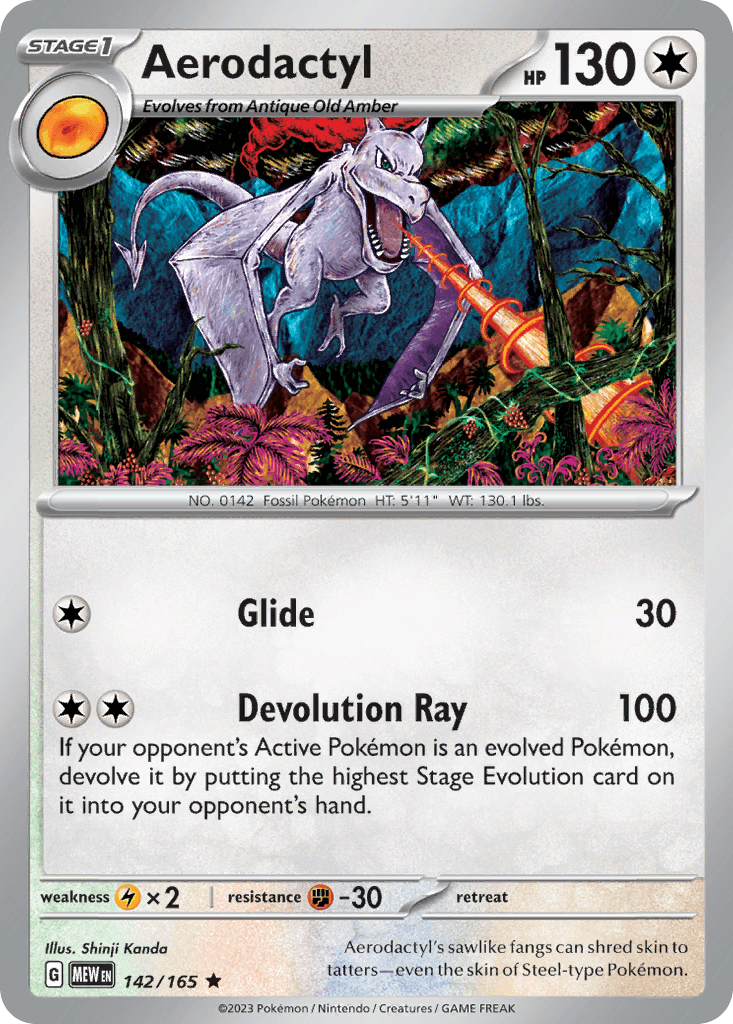 Aerodactyl z edície 151, karta č.142