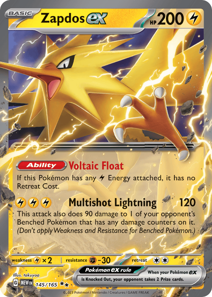Zapdos ex z edície 151, karta č.145