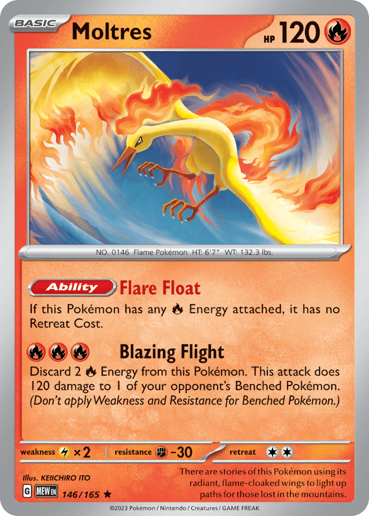 Moltres z edície 151, karta č.146