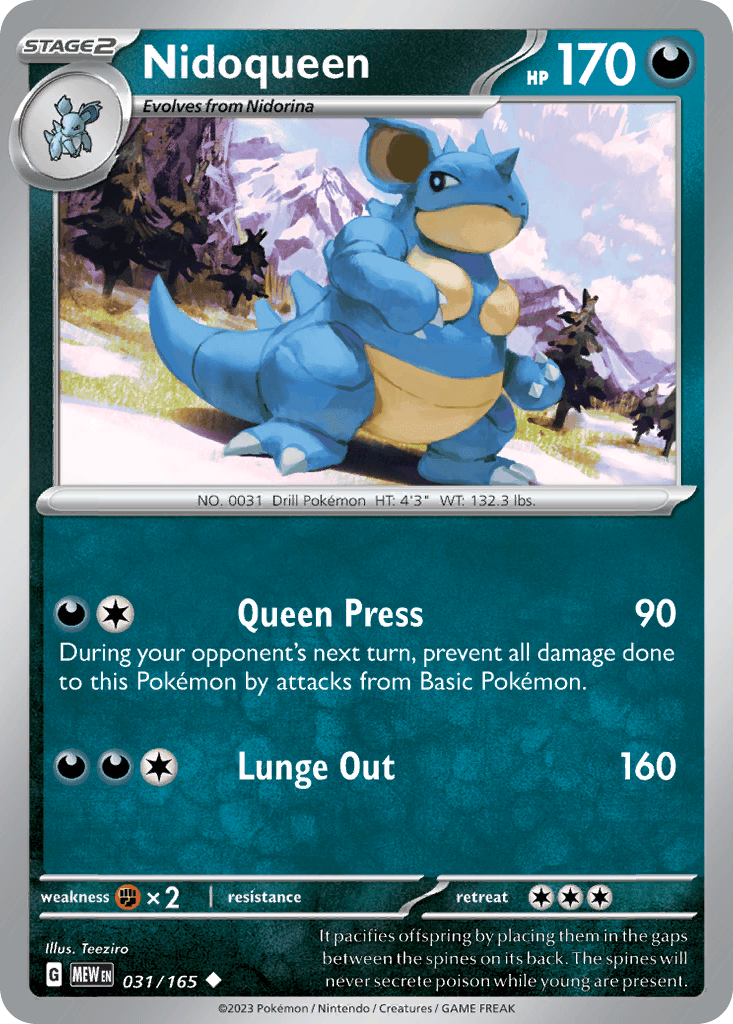 Nidoqueen z edície 151, karta č.31