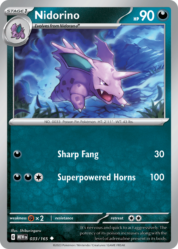 Nidorino z edície 151, karta č.33