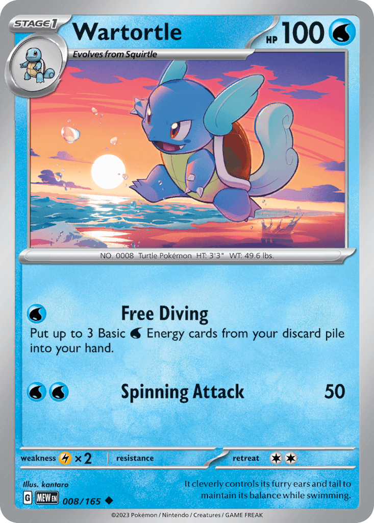 Wartortle z edície 151, karta č.8