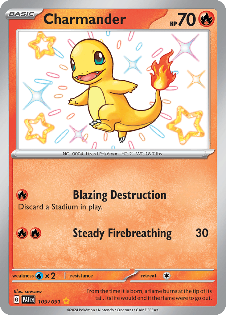 Charmander z edície Paldean Fates, karta č.109