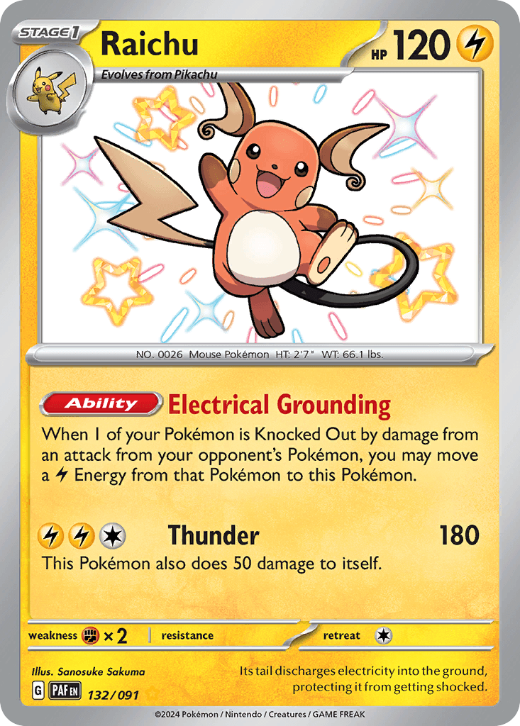 Raichu z edície Paldean Fates, karta č.132