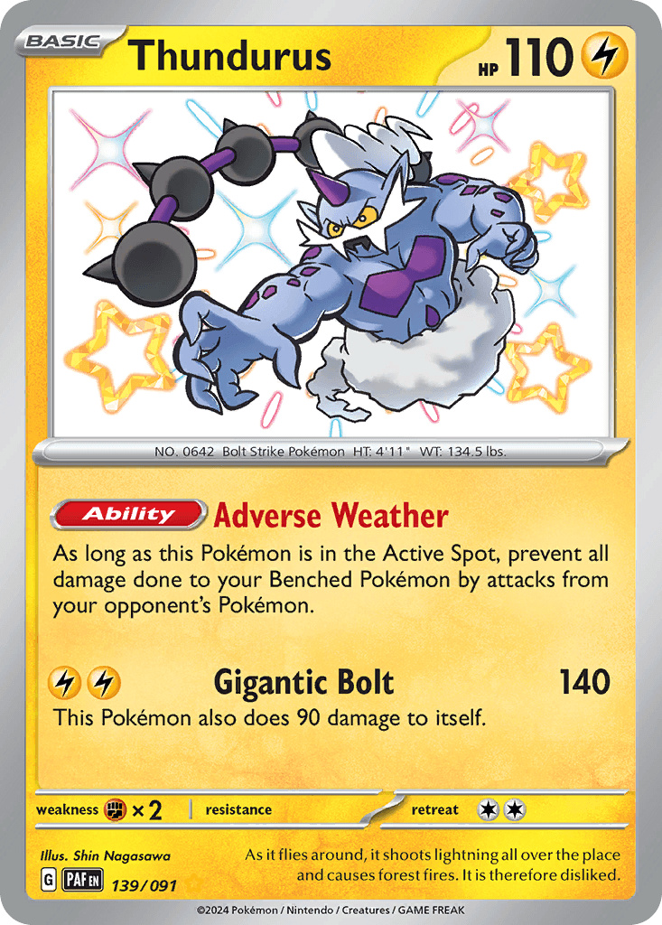 Thundurus z edície Paldean Fates, karta č.139