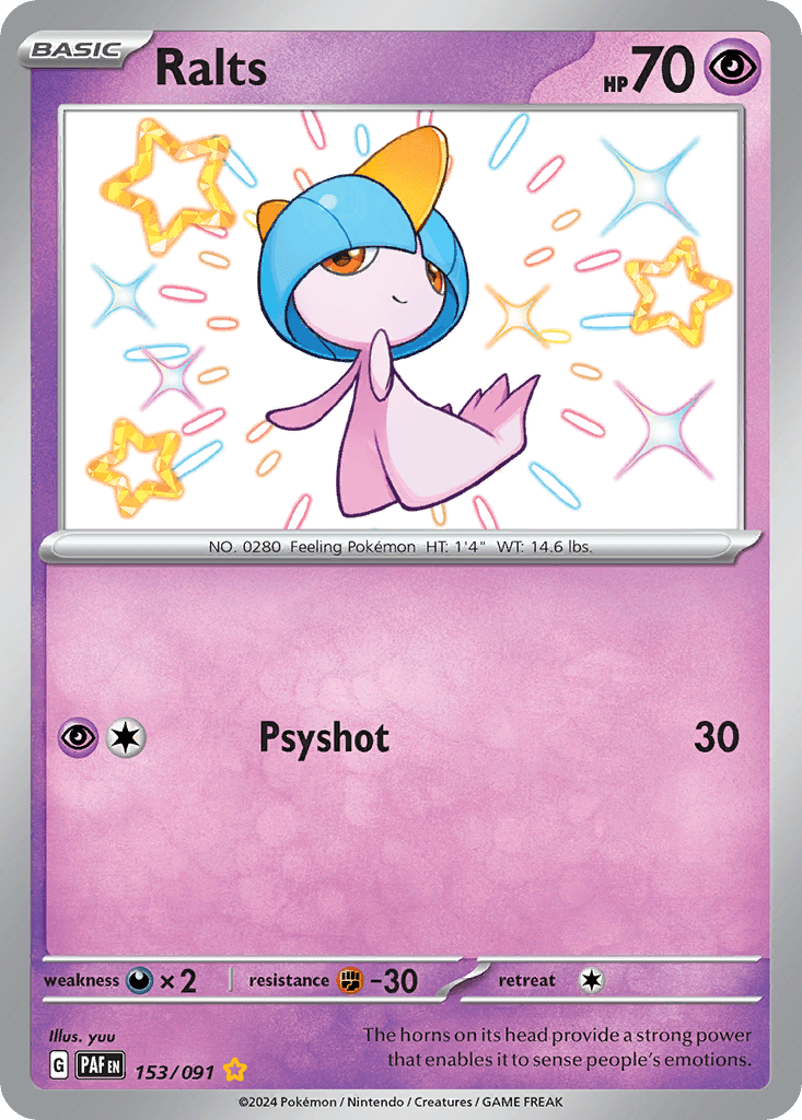 Ralts z edície Paldean Fates, karta č.153