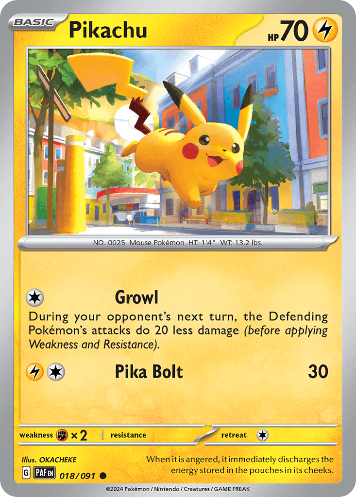 Pikachu z edície Paldean Fates, karta č.18