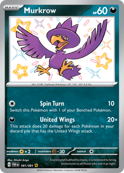 Murkrow z edície Paldean Fates, karta č.181