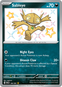 Sableye z edície Paldean Fates, karta č.184