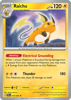 Raichu z edície Paldean Fates, karta č.19