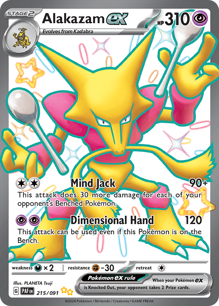 Alakazam ex z edície Paldean Fates, karta č.215