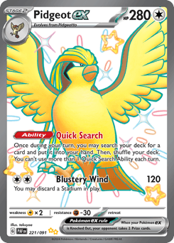 Pidgeot ex z edície Paldean Fates, karta č.221