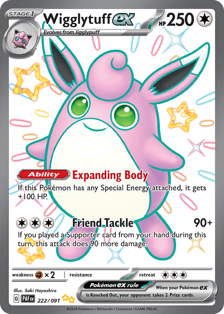 Wigglytuff ex z edície Paldean Fates, karta č.222