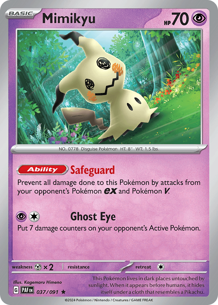 Mimikyu z edície Paldean Fates, karta č.37