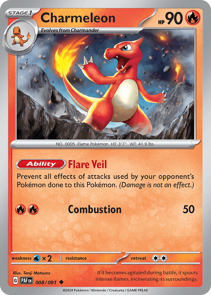 Charmeleon z edície Paldean Fates, karta č.8