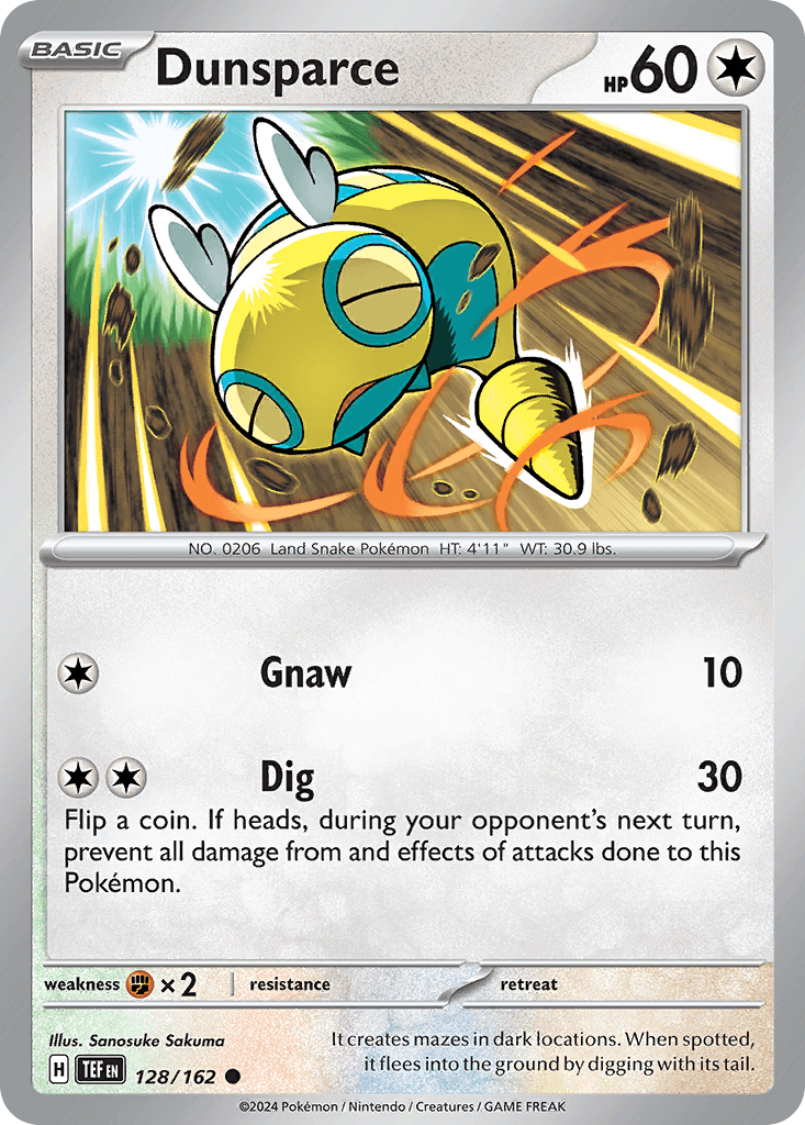Dunsparce z edície Temporal Forces, karta č.128