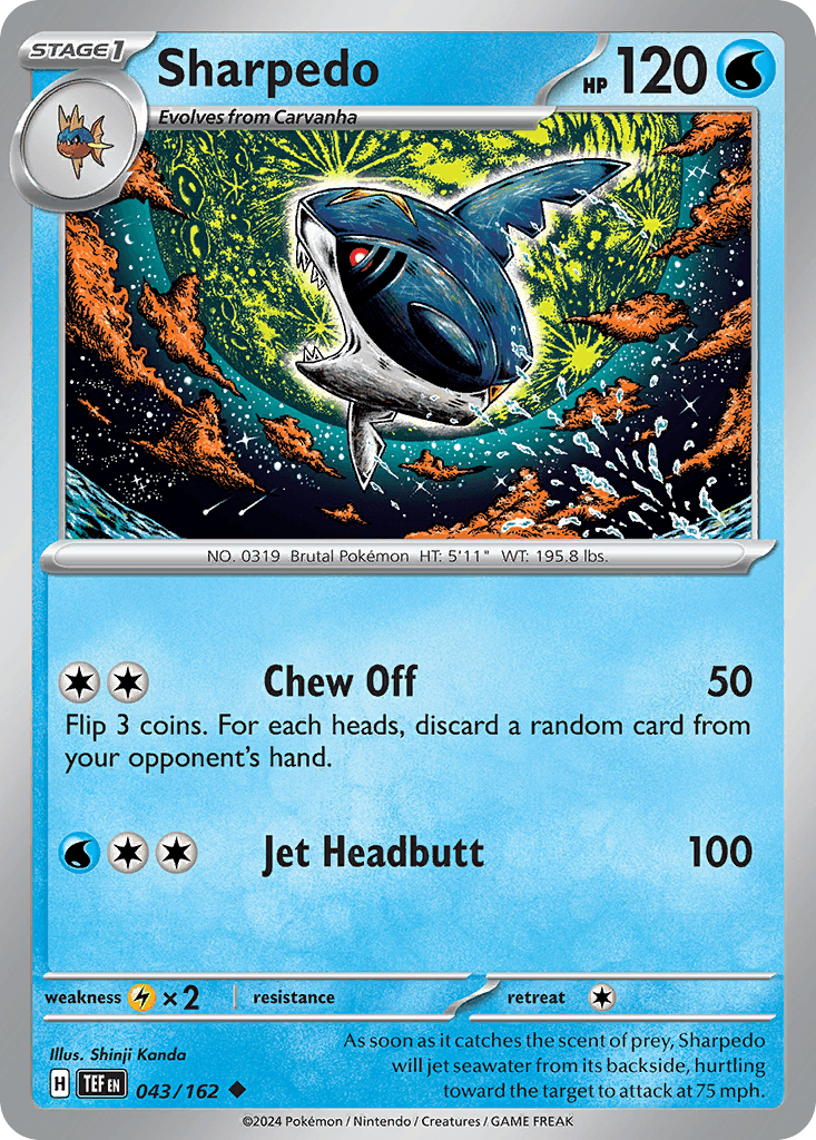 Sharpedo z edície Temporal Forces, karta č.43