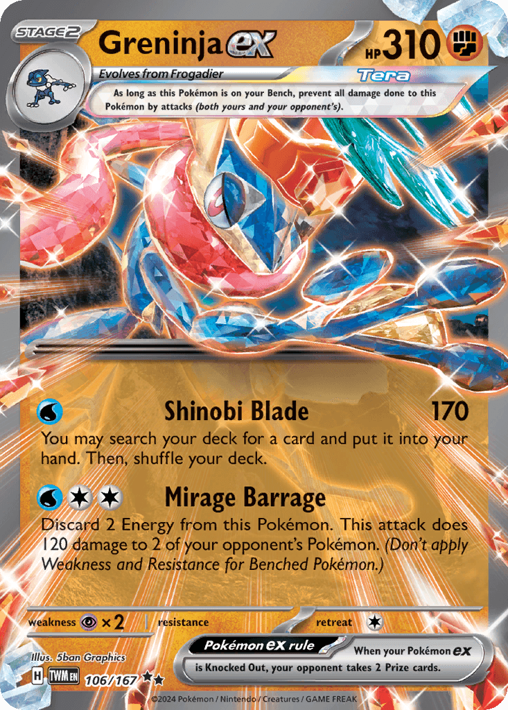 Greninja ex z edície Twilight Masquerade, karta č.106