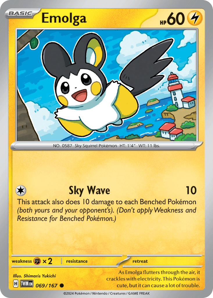 Emolga z edície Twilight Masquerade, karta č.69