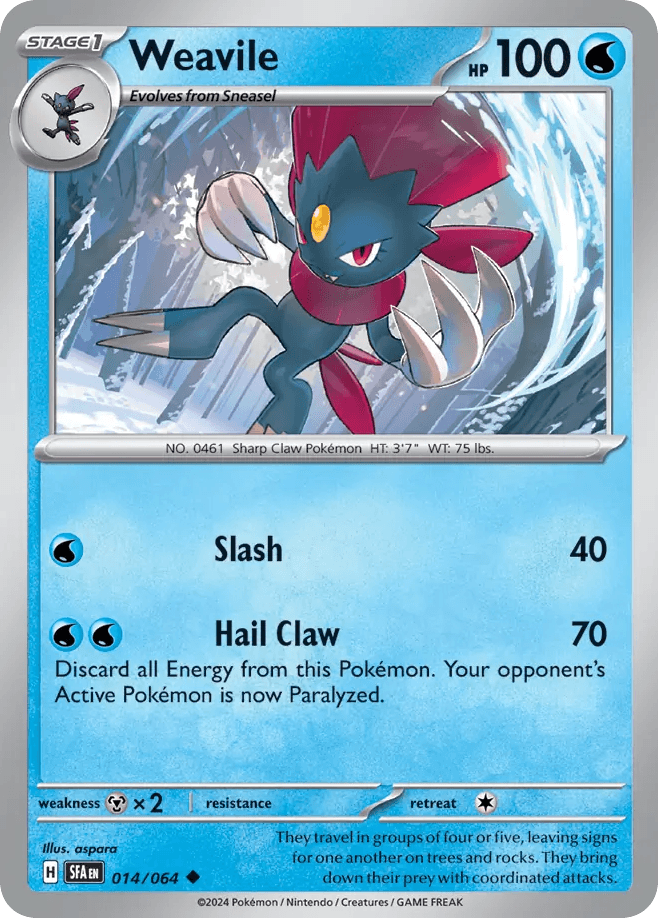Weavile z edície Shrouded Fable, karta č.14