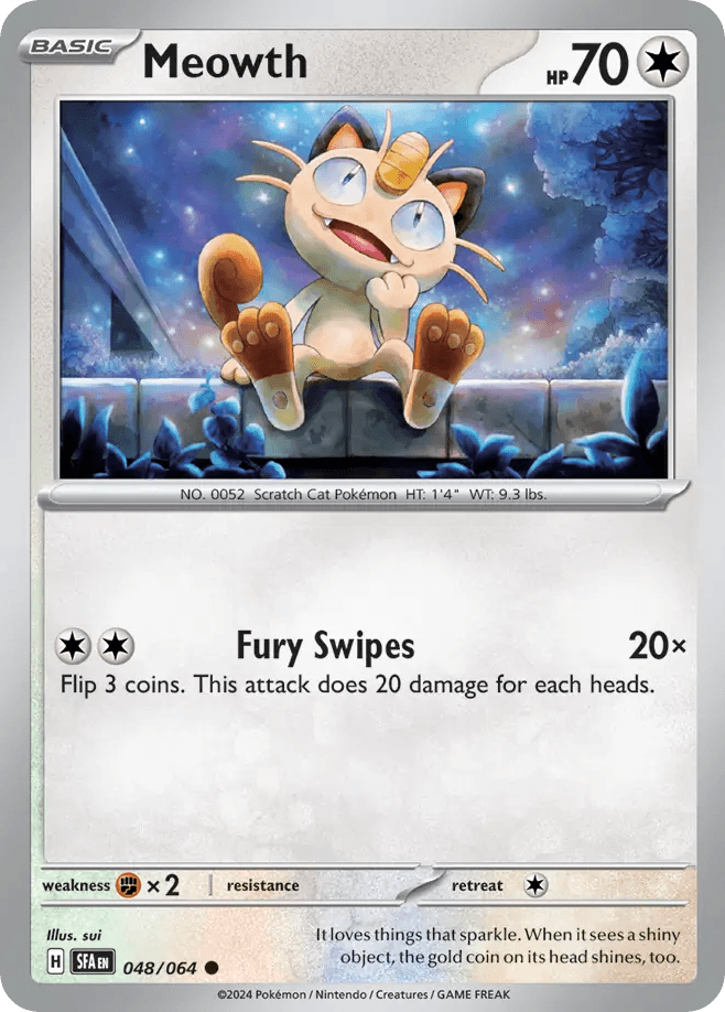 Meowth z edície Shrouded Fable, karta č.48